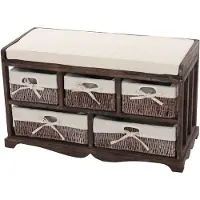 Generique Commode / banc, 5 paniers, 77x36x45cm, shabby, vintage marron