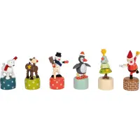 Small Foot Présentoir de figurines de Noël en bois - Lot de 12 figurines dansantes d'hiver