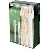 Papstar Fourchettes en papier "pure", longueur : 155 mm, blanc, 100 pièces