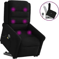 vidaXL Fauteuil de massage avec releveur Noir Tissu