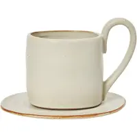 Ferm Living Flow Tasse avec Soucoupe Off-white Speckle