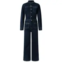 Pepe Jeans pour femme. PL2300003 Combinaison en jean Kim (L), Bleu, Casuel, Coton, Denim, Manche longue