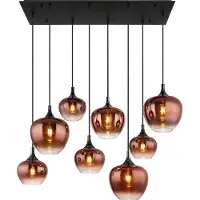 Globo Suspension noire Maxy avec verre rouge 8 lumières