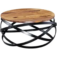 Wohnling Table basse MANUR 60x30x60 cm Sheesham bois massif/métal ; WL5.679