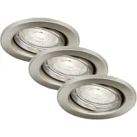 Briloner Lampe LED encastrée LEUCHTEN SWING, 5 W, 460 lm, IP23, nickel mat, métal, incl., 3x GU10, intensité lumineuse variable, set de 3, Ø 8,6 cm
