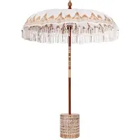 vidaXL Parasol balinais Crème 180-190 cm Coton et bois massif