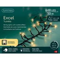 Kaemingk Guirlande lumineuse LED Lumineo Excellent Twinkle noire 10 mètres 648 lumières - or doux