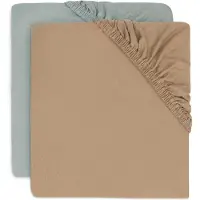 Jollein Fix-Leintuch Jersey 2er, 40/50 x 80/90 cm, Sea Green/Biscuit