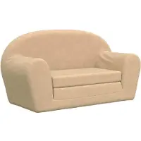 vidaXL Canapé-lit pour enfants 2 places Crème Peluche douce