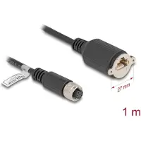 DeLOCK - Câble de réseau - M12 8 broches (F) à RJ-45 (F) à visser - 1,0m - 6,8 mm - FTP - CAT 5e - codage A - noir (80433)