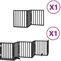 vidaXL Porte pour chien 9 pièces avec porte Pliable Noir 450 cm Bois de peuplier