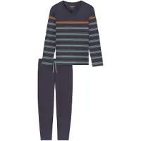 Schiesser Pyjama long bleu foncé / graphite