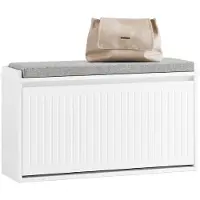 SoBuy Meuble à chaussures avec assise et abattant - blanc - 80x45x26 cm - Meuble à chaussures moderne en MDF