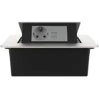Livolo | Argent | 2 | Poussière de socket pop-up | Construit -in | Prise murale + réseau Cat.6 avec plaque aveugle - gris