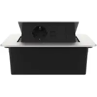 Livolo | Argent | 2 | Poussière de socket pop-up | Construit -in | Prise murale + réseau Cat.6 avec plaque aveugle - noir