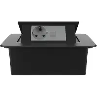 Livolo | Noir | 2 | Poussière de socket pop-up | Construit -in | Prise murale + réseau Cat.6 avec plaque aveugle - gris