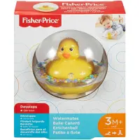 Fisher-Price Balle d'eau Canard Jouet pour Le Bain, pour Nouveau-Né Ou Bébé, Remplie de Petites Perles Colorées, 6 Mois et Plus, Jaune, 75676