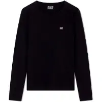 Emporio Armani pour femme. 7W000456_AF10373 T-shirt noir à manches longues en maille côtelée (S), Casuel, Coton, Manche longue