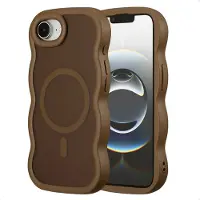 Selencia Coque arrière Wavy avec MagSafe pour Apple iPhone 17e / 16e - Mocha Brown