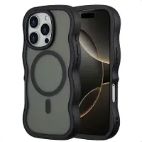 Selencia Coque arrière Wavy avec MagSafe pour Apple iPhone 16 Pro - Noir