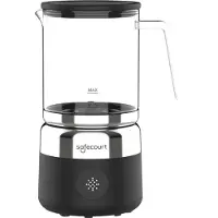 Safecourt Kitchen Glass Milk Frother - Mousseur à lait électrique - Cruche en verre & sans PFAS - Lavable au lave-vaisselle - Noir - MF700