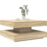 vidaXL Table basse pivotante à 360 degrés Chêne Sonoma 70x70x34,5 cm
