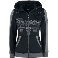 Rock Rebel by EMP Sweat-shirt zippé à capuche de - Veste À Capuche Noire Imprimé Rock Rebel & Crânes - S - 5XL - pour Femme - noir - Taille L