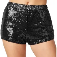 TecTake Short à paillettes noir - taille S - longueur 28 cm