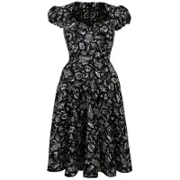 Hell Bunny Robe mi-longue Rockabilly de - Mischief Midi Dress - XS - M - pour Femme - noir/blanc - Taille XS