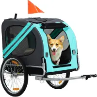 PawHut Remorque pour vélo pour animaux de compagnie, remorque pour chiens, protection contre la pluie, tissu Oxford, vert