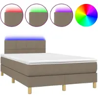 vidaXL Lit Boxspring avec matelas & LED Taupe 120x190 cm Tissu