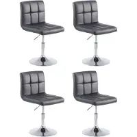 CLP Lot de 4 chaises longues Palma V2 en similicuir, réglables en hauteur et pivotantes. Noir