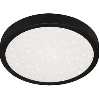 Briloner -Lampe de plafond LED avecReproduction étoilé, plafonnier LED plat, température de couleur blanc neutre, Ø280 mm, noir