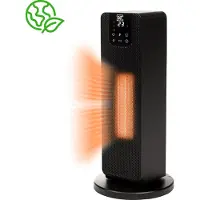 QLT Ceramic Stove with Glow Effect - Réchaud électrique à tour avec élément chauffant en céramique PTC - Chauffage avec mode ECO et affichage LCD - Noir