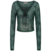 Banned T-shirt manches longues Gothic de - Zorya Top - XS - XXL - pour Femme - vert/noir - Taille XXL