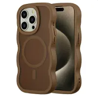 Selencia Coque arrière Wavy avec MagSafe pour Apple iPhone 15 Pro - Mocha Brown