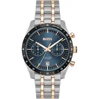 BOSS TOURMASTER Montre à cadran bleu et bracelet bicolore