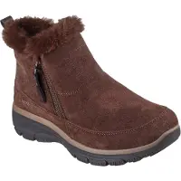 SKECHERS Relaxed Fit: Easy Going - Cool Zip! Enkellaarsjes Plat - Donkerbruin - Maat 40