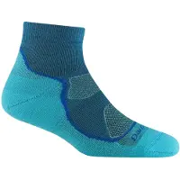 Darn Tough Femmes, Chaussettes de sport, Women's Light Hiker 1/4 Lightweight with Cushion (S), Turquoise