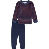 Schiesser Pyjama bleu foncé / rouge foncé