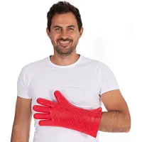 Hygostar Gant en silicone "HEATBLOCKER", rouge, longueur : 350 mm, Gant + mitaine de cuisine, Rouge