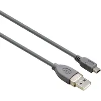 Hama 75039661, 0.25 m, USB A, Mini-USB B, USB 2.0, Mâle/Mâle, Gris