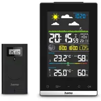 Hama Station météo "Jamaika", avec capteur extérieur, radio, réveil, climat intérieur, noir