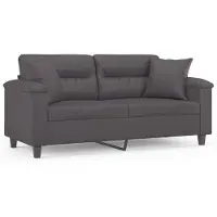 vidaXL Canapé 2 places avec oreillers décoratifs gris 140cm similicuir