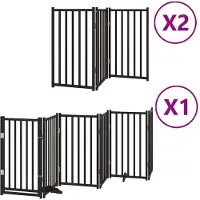 vidaXL Porte pour chien 12 pièces avec porte Pliable Noir 600 cm Bois de peuplier
