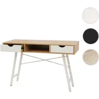 Mendler Bureau HWC-E92, table d'ordinateur, structure 3D 120x60cm brun naturel, blanc
