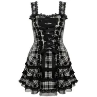 Hell Bunny Robe courte de - Harley Dress - XS - XXL - pour Femme - noir/gris/blanc - Taille L