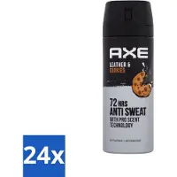 Axe Ax – Déodorant spray – 72 heures anti-transpiration – Cuir & biscuits – 150 ml - Pack économique - 24 pièces