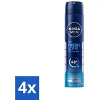 Nivea - Déodorant spray XL - Fresh Active - efficacité longue durée 48h - 200 ml - pack avantage - 4 pièces