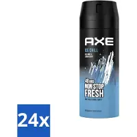 Axe Ax – Déodorant spray pour le corps – 48 heures de fraîcheur – Ice Chill – Menthe glacée & citron – 150 ml - Pack économique - 24 pièces